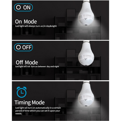 GloboStar® 76073 WIFI 2.4G IP CAMERA 2.0MP 1080P - Έξυπνη Κρυφή IP Κάμερα WiFi 1080P Fish Eye 360° 3W LED σε Σχήμα Λάμπας με Ντουί και Βάση E27 Smart Home