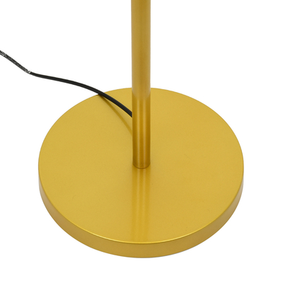 GloboStar® ASHLEY 00825 Μοντέρνο Επιδαπέδιο Φωτιστικό Μονόφωτο 1 x E27 IP20 Χρυσό Μέταλλο με Μαύρο Ύφασμα - Μ40 x Π40 x Υ148cm