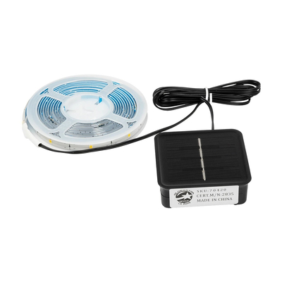 GloboStar® 70420 Αυτόνομο Ηλιακό Φωτοβολταϊκό Σετ με 3 Μέτρα Ταινία LED Θερμό Λευκό 3000k