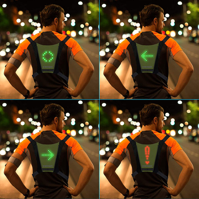 GloboStar® 79070 Γιλέκο Ασφαλείας Φωσφοριζέ Αντανακλαστικό για Ποδηλάτες & Runners με Φωτεινή Σήμανση LED - Ενσωματωμένη Μπαταρία 650mAh DC 5V Επαναφορτιζόμενο με Καλώδιο Τροφοδοσίας USB & Ασύρματο Χειριστήριο -  Μαύρο & Λαχανί Φωσφοριζέ Αδιάβροχο IP65