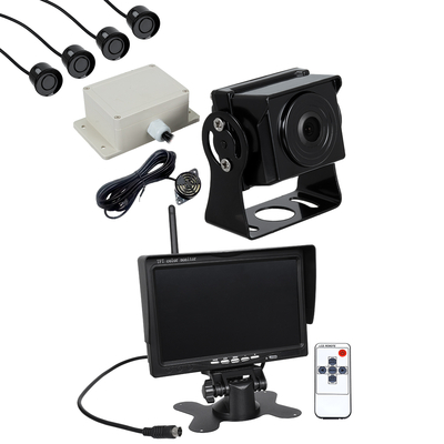 GloboStar® 86033 Έγχρωμη Κάμερα 720p CMOS HD Οπισθοπορείας Αυτοκινήτου-Φορτηγού DC 12-24V 170° με Οθόνη 7 DC 12-24V Night Capture με Parking Lines - Ασύρματο Χειριστήριο και ΚΙΤ Παρκαρίσματος με 4 Αισθητήρες Αδιάβροχο IP65