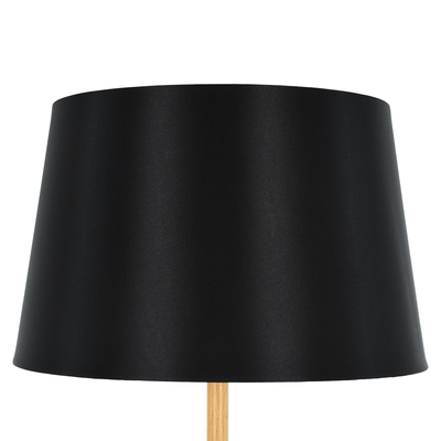 GloboStar® CEDAR 00827 Μοντέρνο Επιδαπέδιο Φωτιστικό Μονόφωτο 1 x E27 IP20 Μαύρο Μέταλλο, Μαύρο Ύφασμα με Μπεζ Ξύλο - Μ40 x Π40 x Υ148cm