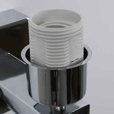 GloboStar® ELEGANT 01495 Μοντέρνο Επιτοίχιο Φωτιστικό Απλίκα με LED Βραχίονα Δίφωτο 1 x E27 IP20 Λευκό Ύφασμα με Ασημί Μέταλλο - Μ17 x Π21 x Υ43cm