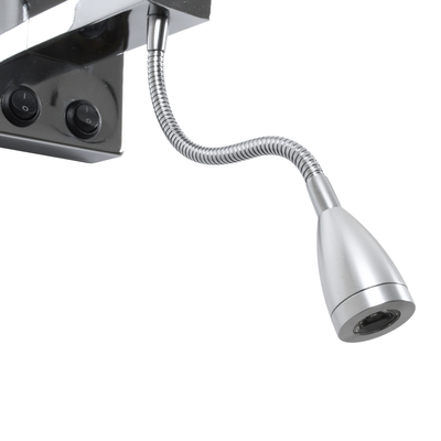 GloboStar® ELEGANT 01495 Μοντέρνο Επιτοίχιο Φωτιστικό Απλίκα με LED Βραχίονα Δίφωτο 1 x E27 IP20 Λευκό Ύφασμα με Ασημί Μέταλλο - Μ17 x Π21 x Υ43cm