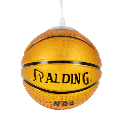 GloboStar® SPALDING NBA 00645 Παιδικό Κρεμαστό Φωτιστικό Μπάλα Μονόφωτο 1 x E27 IP20 Πορτοκαλί & Μαύρο Γυαλί - Μ18 x Π18 x Υ18cm