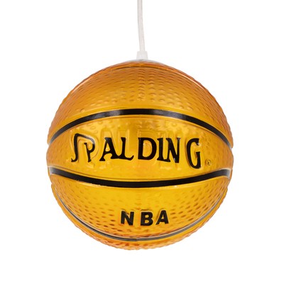 GloboStar® SPALDING NBA 00645 Παιδικό Κρεμαστό Φωτιστικό Μπάλα Μονόφωτο 1 x E27 IP20 Πορτοκαλί & Μαύρο Γυαλί - Μ18 x Π18 x Υ18cm