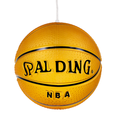 GloboStar® SPALDING NBA 00649 Παιδικό Κρεμαστό Φωτιστικό Μπάλα Μονόφωτο 1 x E27 IP20 Πορτοκαλί & Μαύρο Γυαλί - Μ25 x Π25 x Υ25cm