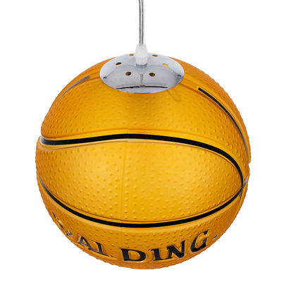 GloboStar® SPALDING NBA 00649 Παιδικό Κρεμαστό Φωτιστικό Μπάλα Μονόφωτο 1 x E27 IP20 Πορτοκαλί & Μαύρο Γυαλί - Μ25 x Π25 x Υ25cm