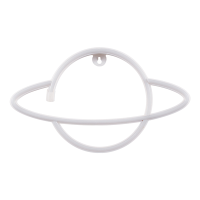 GloboStar® 78588 Φωτιστικό Ταμπέλα Φωτεινή Επιγραφή NEON LED Σήμανσης PLANET SATURN 5W με Καλώδιο Τροφοδοσίας USB - Μπαταρίας 3xAAA (Δεν Περιλαμβάνονται) - Ροζ