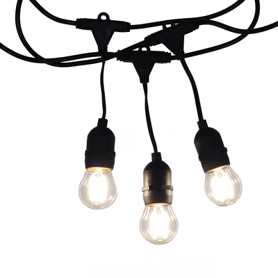 GloboStar® 78983 WIRE GARLAND Καλωδιογιρλάντα PVC 10 Μέτρων με 15 Ντουί E27 με Πρίζα Schuko Επεκτεινόμενη Αδιάβροχη IP65