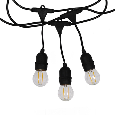 GloboStar® 78985 WIRE GARLAND Καλωδιογιρλάντα PVC 20 Μέτρων με 15 Ντουί E27 με Πρίζα Schuko Επεκτεινόμενη Αδιάβροχη IP65