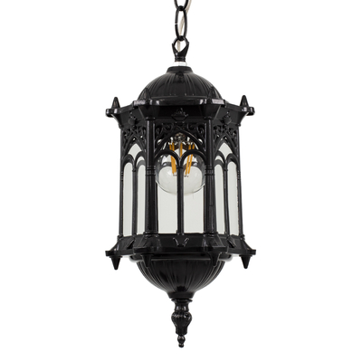 GloboStar® DARCY 00655 Vintage Κρεμαστό Φωτιστικό Πλέγμα Μονόφωτο 1 x E27 IP20 Μαύρο Μέταλλο με Διάφανο Γυαλί - Μ15.5 x Π15.5 x Υ32.5cm