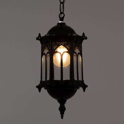 GloboStar® DARCY 00655 Vintage Κρεμαστό Φωτιστικό Πλέγμα Μονόφωτο 1 x E27 IP20 Μαύρο Μέταλλο με Διάφανο Γυαλί - Μ15.5 x Π15.5 x Υ32.5cm