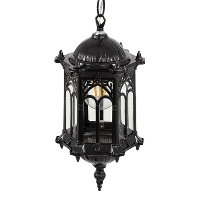 GloboStar® DARCY 00655 Vintage Κρεμαστό Φωτιστικό Πλέγμα Μονόφωτο 1 x E27 IP20 Μαύρο Μέταλλο με Διάφανο Γυαλί - Μ15.5 x Π15.5 x Υ32.5cm