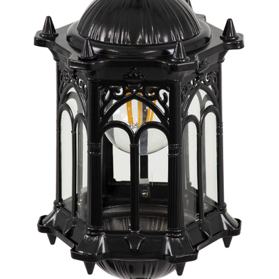 GloboStar® DARCY 00655 Vintage Κρεμαστό Φωτιστικό Πλέγμα Μονόφωτο 1 x E27 IP20 Μαύρο Μέταλλο με Διάφανο Γυαλί - Μ15.5 x Π15.5 x Υ32.5cm