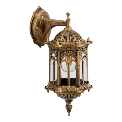 GloboStar® DARCY 00658 Vintage Επιτοίχιο Φωτιστικό Απλίκα Μονόφωτο 1 x E27 IP20 Μπρούτζινο Μέταλλο με Διάφανο Γυαλί - Φ15.5 x Y34.5cm