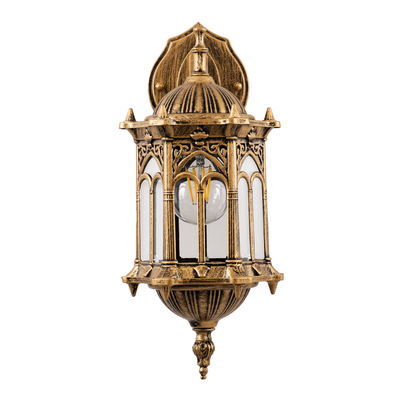 GloboStar® DARCY 00658 Vintage Επιτοίχιο Φωτιστικό Απλίκα Μονόφωτο 1 x E27 IP20 Μπρούτζινο Μέταλλο με Διάφανο Γυαλί - Φ15.5 x Y34.5cm