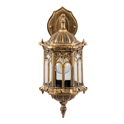 GloboStar® DARCY 00658 Vintage Επιτοίχιο Φωτιστικό Απλίκα Μονόφωτο 1 x E27 IP20 Μπρούτζινο Μέταλλο με Διάφανο Γυαλί - Φ15.5 x Y34.5cm