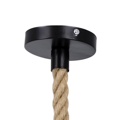 GloboStar® SIMON 00726 Boho Κρεμαστό Φωτιστικό Πλέγμα Μονόφωτο 1 x E27 IP20 Μπεζ & Μπλε Σχοινί - Μ30 x Π30 x Υ30cm