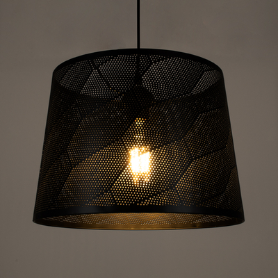 GloboStar® SPARKLE 00733 Μοντέρνο Κρεμαστό Φωτιστικό Καπέλο Μονόφωτο 1 x E27 IP20 Μαύρο Μέταλλο - Μ35 x Π35 x Υ26cm