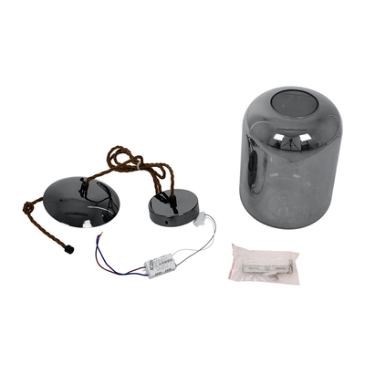 GloboStar® ΑΧΤΟΝ 00753 Μοντέρνο Κρεμαστό Φωτιστικό Ανάρτηση LED 7W 500 lm 180° AC 100-240V IP20 Θερμό Λευκό 2700K Μαύρο Γυαλί με Μαύρο Μέταλλο - Μ18 x Π18 x Υ18cm - 2 Xρόνια Εγγύηση