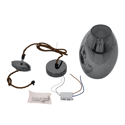 GloboStar® ΑΧΤΟΝ 00755 Μοντέρνο Κρεμαστό Φωτιστικό Ανάρτηση LED 7W 500 lm 180° AC 100-240V IP20 Θερμό Λευκό 2700K Μαύρο Γυαλί με Μαύρο Μέταλλο - Μ17 x Π17 x Υ18cm - 2 Xρόνια Εγγύηση