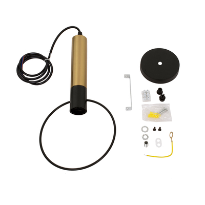 GloboStar® OLVERO 00772 Μοντέρνο Κρεμαστό Φωτιστικό Ανάρτηση Μονόφωτο 1 x E27 IP20 Μαύρο & Χρυσό Μέταλλο - Μ18 x Π4 x Y38cm