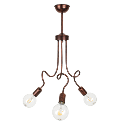 GloboStar® ASPECT 00788 Μοντέρνο Φωτιστικό Οροφής Πλέγμα Τρίφωτο 3 x E27 IP20 Χάλκινο Μέταλλο - Μ42 x Π42 x Υ60cm