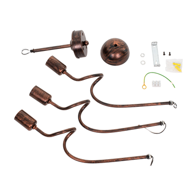 GloboStar® ASPECT 00788 Μοντέρνο Φωτιστικό Οροφής Πλέγμα Τρίφωτο 3 x E27 IP20 Χάλκινο Μέταλλο - Μ42 x Π42 x Υ60cm