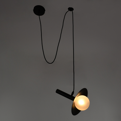 GloboStar® CELEST 00789 Μοντέρνο Κρεμαστό Φωτιστικό Ανάρτηση Μονόφωτο 1 x G9 Μαύρο Μέταλλο με Λευκό Γυαλί - Μ20 x Π20 x Υ26.5cm