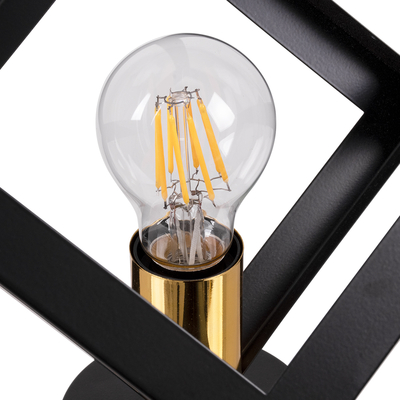 GloboStar® CUBE 00799 Μοντέρνο Φωτιστικό Οροφής Πλέγμα Μονόφωτο 1 x E27 IP20 Μαύρο & Χάλκινο Μέταλλο Μ25 x Π25 x Υ25cm