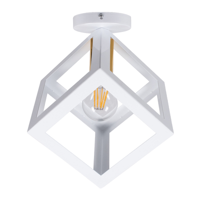 GloboStar® CUBE 00800 Μοντέρνο Φωτιστικό Οροφής Πλέγμα Μονόφωτο 1 x E27 IP20 Λευκό & Χάλκινο Μέταλλο - Μ25 x Π25 x Υ25cm