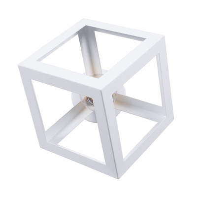 GloboStar® CUBE 00800 Μοντέρνο Φωτιστικό Οροφής Πλέγμα Μονόφωτο 1 x E27 IP20 Λευκό & Χάλκινο Μέταλλο - Μ25 x Π25 x Υ25cm