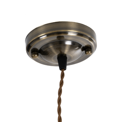 GloboStar® 115105 Vintage Κρεμαστό Φωτιστικό Ανάρτηση Μονόφωτο 1 x E27 IP20 Χρυσό & Μπρούτζινο Μέταλλο με Καφέ Ύφασμα - 100cm