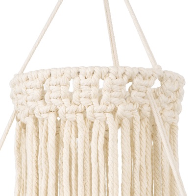 GloboStar® 36200 ETHIOPIA Boho Καπέλο Φωτιστικού- Μακραμέ Πλεκτό Χειροποίητο Μπεζ Σχοινί Μ30 x Π30 x Υ90cm