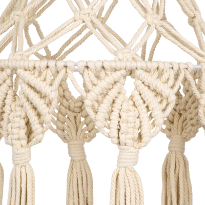 GloboStar® 36201 MOROCCO Boho Καπέλο Φωτιστικού- Μακραμέ Πλεκτό Χειροποίητο Μπεζ Σχοινί Μ30 x Π30  x Υ70cm