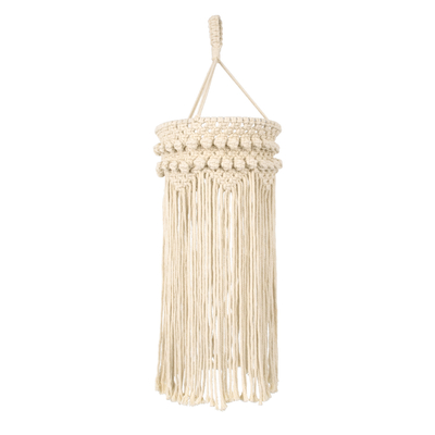 GloboStar® 36205 UGANDA Boho Καπέλο Φωτιστικού- Μακραμέ Πλεκτό Χειροποίητο Μπεζ Σχοινί Μ25 x Π25  x Υ70cm