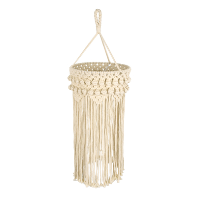 GloboStar® 36205 UGANDA Boho Καπέλο Φωτιστικού- Μακραμέ Πλεκτό Χειροποίητο Μπεζ Σχοινί Μ25 x Π25  x Υ70cm