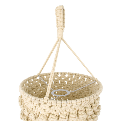 GloboStar® 36205 UGANDA Boho Καπέλο Φωτιστικού- Μακραμέ Πλεκτό Χειροποίητο Μπεζ Σχοινί Μ25 x Π25  x Υ70cm