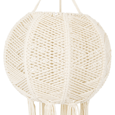 GloboStar® 36214 EGYPT Boho Καπέλο Φωτιστικού- Μακραμέ Πλεκτό Χειροποίητο Μπεζ Σχοινί Μ30 x Π30  x Υ75cm