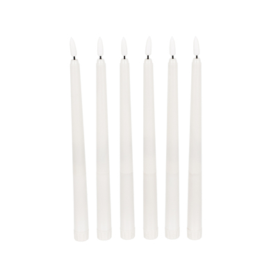 GloboStar® 79563 ΣΕΤ 6 Διακοσμητικών Realistic Κεριών Κηροπηγίου με LED Εφέ Κινούμενης Φλόγας - Μπαταρίας & Ασύρματο Χειριστήριο IR Θερμό Λευκό 2700K Dimmable