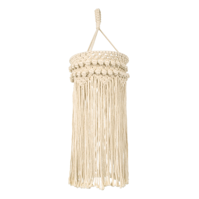 GloboStar® 36205 UGANDA Boho Καπέλο Φωτιστικού- Μακραμέ Πλεκτό Χειροποίητο Μπεζ Σχοινί Μ25 x Π25  x Υ70cm