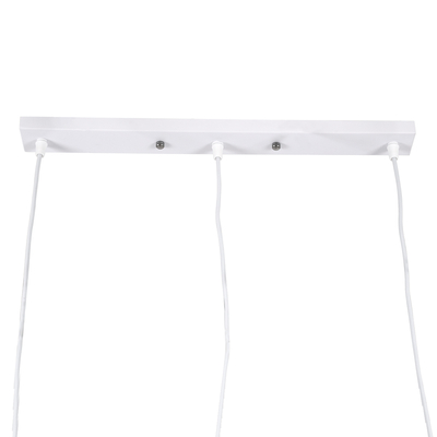 GloboStar® DILLON 00631 Μοντέρνο Κρεμαστό Φωτιστικό Ράγα Τρίφωτο 3 x E27 IP20 Λευκό Μέταλλο με Μπεζ Ξύλο - Μ54 x Π14 x Υ130cm