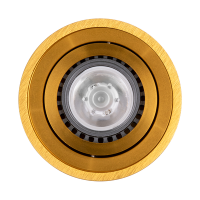 GloboStar® AKIRA 60620 Επιφανειακό Κινούμενο Στρόγγυλο Φωτιστικό Σποτ Αλουμινίου με Ντουί GU10 AC 220-240V IP44 Φ8 x Υ10cm - Χρυσό Βούρτσας