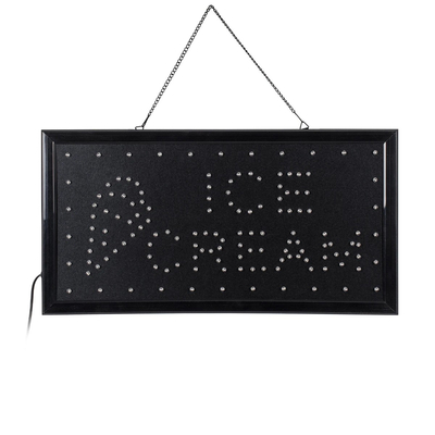 GloboStar® 75691 Φωτιστικό Ταμπέλα LED Ορθογώνια Σήμανσης ICE CREAM με Πρίζα AC 230V Μ48 x Π25 x Υ2cm