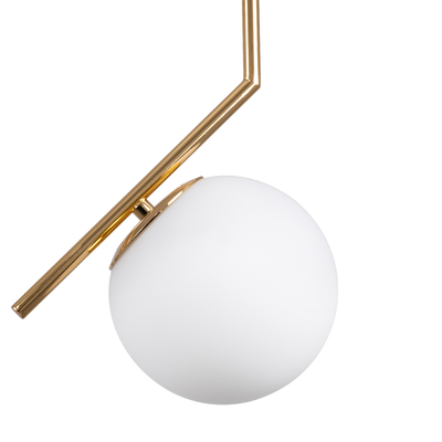 GloboStar® MONROE 00958 Μοντέρνο Κρεμαστό Φωτιστικό Μπάλα Μονόφωτο 1 x E27 IP20 Χρυσό Μέταλλο με Λευκό Γυαλί - Μ15 x Π15 x Υ49cm
