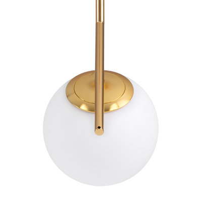 GloboStar® MONROE 00958 Μοντέρνο Κρεμαστό Φωτιστικό Μπάλα Μονόφωτο 1 x E27 IP20 Χρυσό Μέταλλο με Λευκό Γυαλί - Μ15 x Π15 x Υ49cm