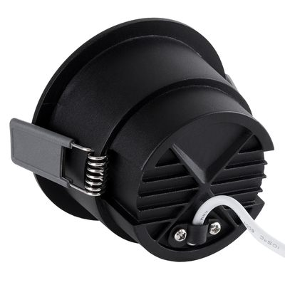 GloboStar® PLUTO-M 60256 Χωνευτό LED Spot Downlight TrimLess Φ8.4cm 10W 1300lm 38° AC 220-240V IP20 Φ8.4 x Υ5.9cm - Στρόγγυλο - Μαύρο & Anti-Glare HoneyComb - Φυσικό Λευκό 4500K - Bridgelux COB - 5 Years Warranty