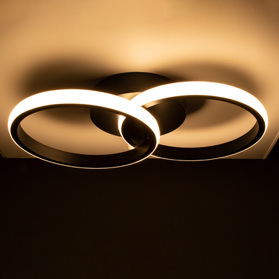 GloboStar® CORA 61058 Φωτιστικό Οροφής Design LED CCT 18W 2160lm 300° AC 220-240V - Εναλλαγή Φωτισμού μέσω Διακόπτη On/Off All In One Ψυχρό 6000k+Φυσικό 4500k+Θερμό 2700k Μ36 x Π20.5 x Υ7cm - Μαύρο