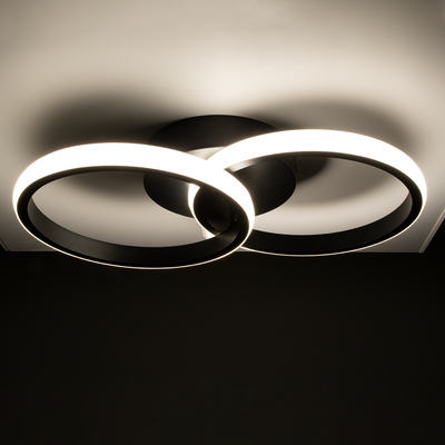 GloboStar® CORA 61058 Φωτιστικό Οροφής Design LED CCT 18W 2160lm 300° AC 220-240V - Εναλλαγή Φωτισμού μέσω Διακόπτη On/Off All In One Ψυχρό 6000k+Φυσικό 4500k+Θερμό 2700k Μ36 x Π20.5 x Υ7cm - Μαύρο